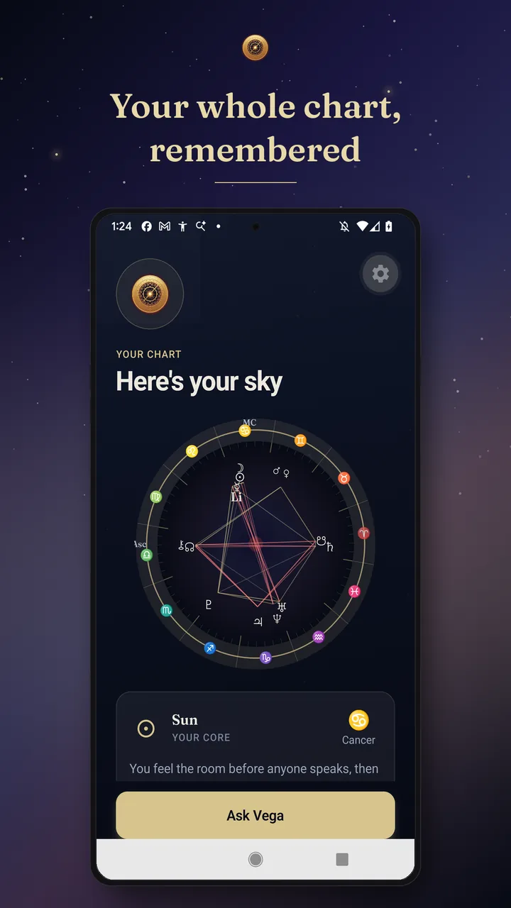 Origo natal chart wheel
