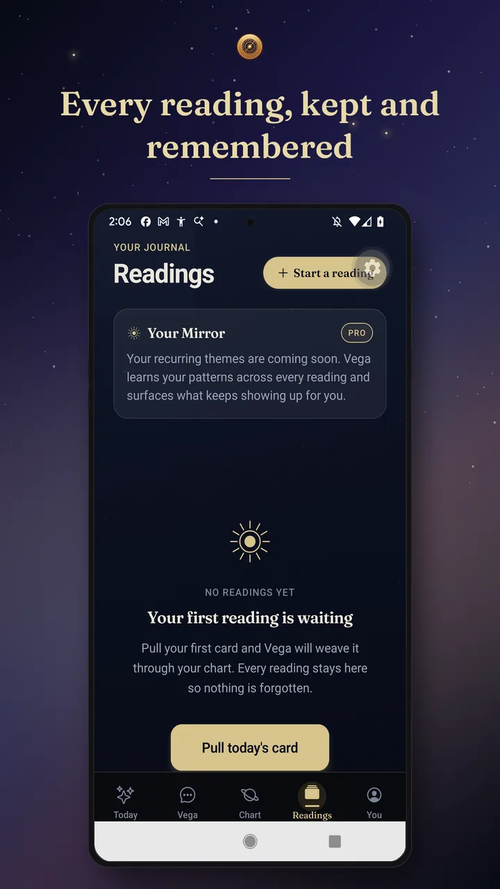 Your saved readings history