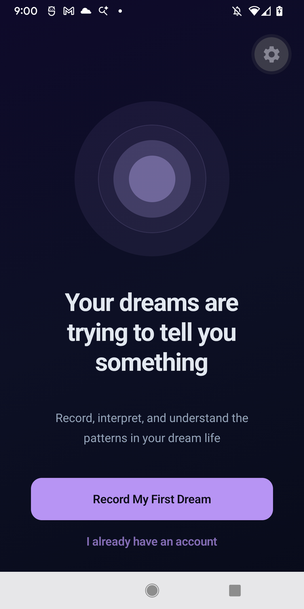 Recall welcome screen