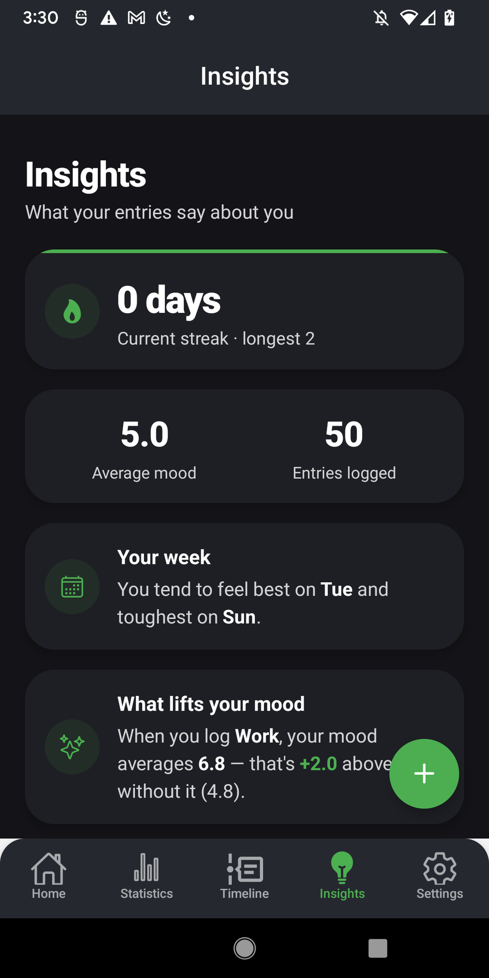 Insights tab with plain-language summaries